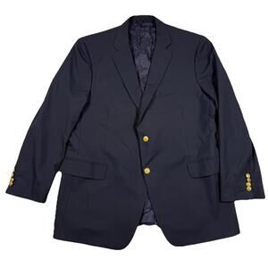 Brooks Brothers 1818 Madison 45L Navy Blazer Gold Buttons Loro Piana Wool Mens